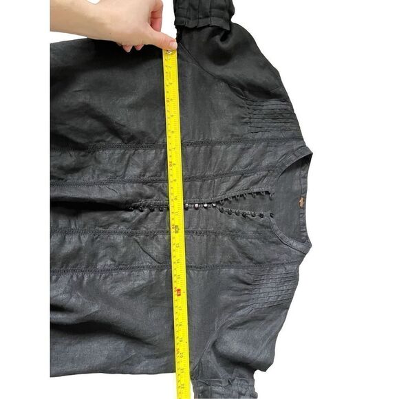 Free People Womens Bell Sleeve Peasant Blouse Linen Black XS / S - Picture 3 of 11